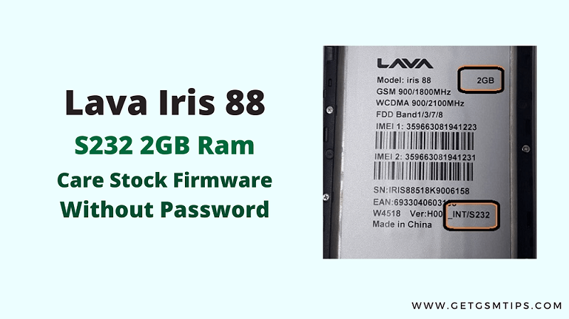 Lava Iris 88 Flash File S232 Rom